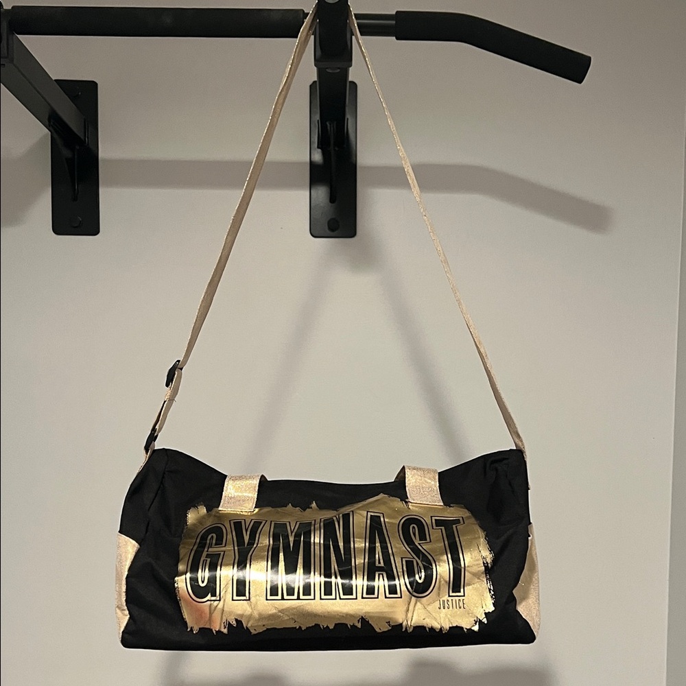 Justice Gold and Black Gymnast Bag